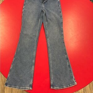 Aerie Blue Flare Wide Leg Jeans elastic waist S regular pull on super soft